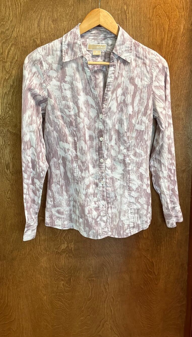 Michael Kors Rosy Brown Button Up Top sz 6